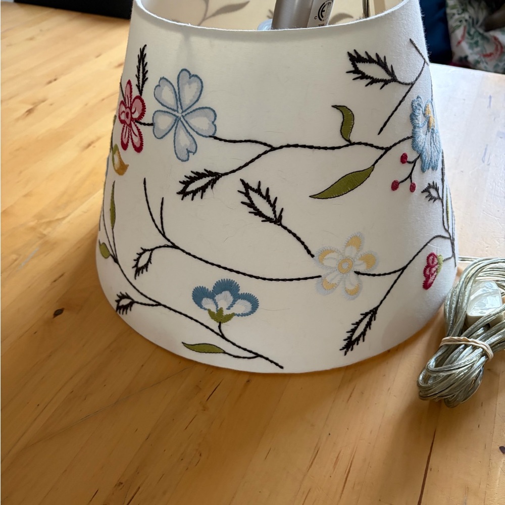 IKEA White and Gold Floral Fabric Lamp Shade - Picture 3 of 8